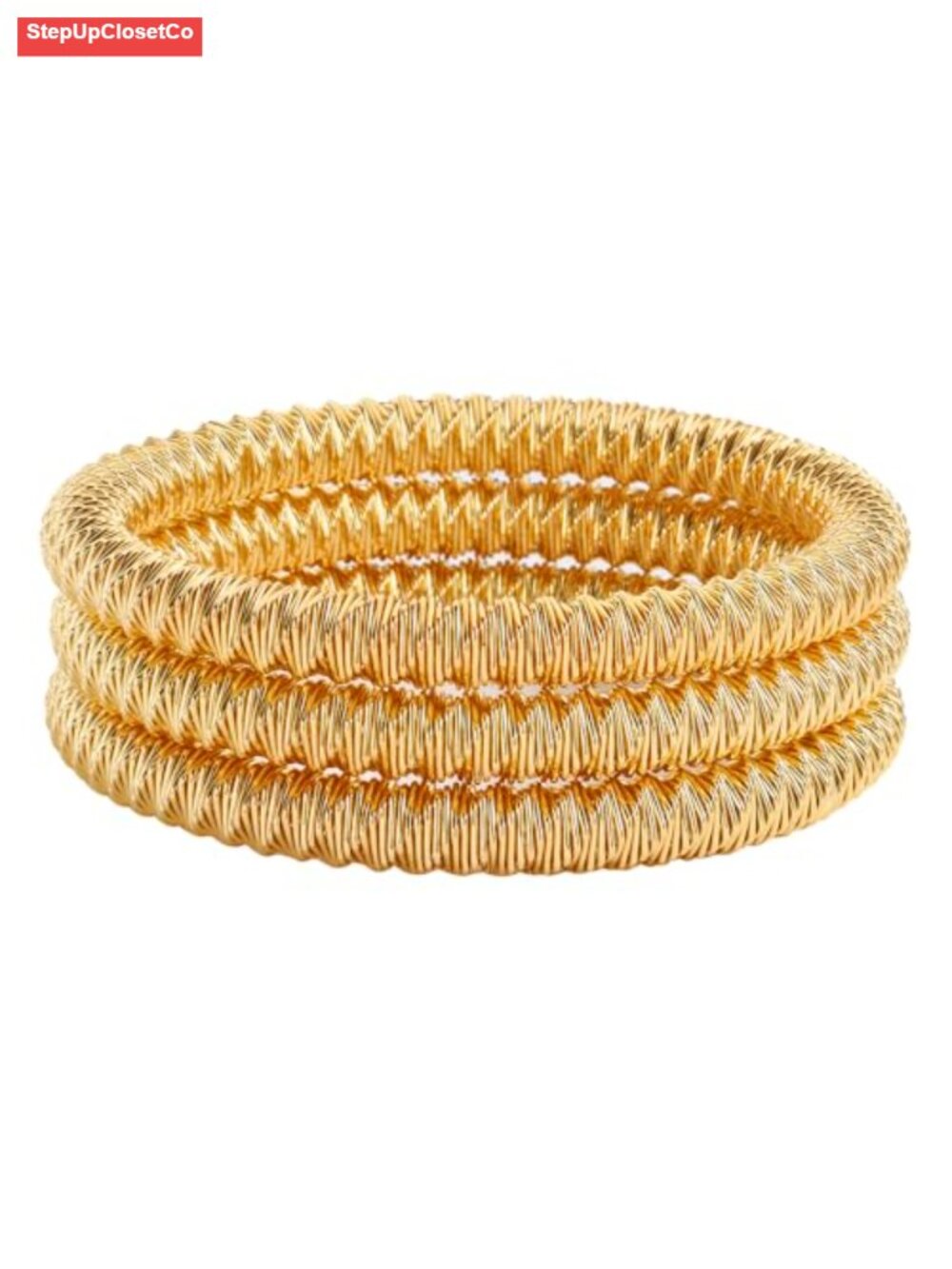 Chunky Gold Bangle Bracelet Set for Women, Stainless Steel Stackable Stretch